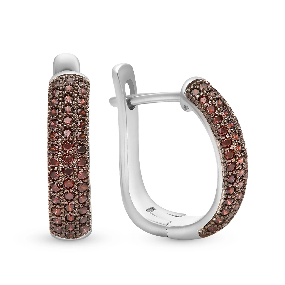 Серьги с фианитами из серебра 925 пробы 1