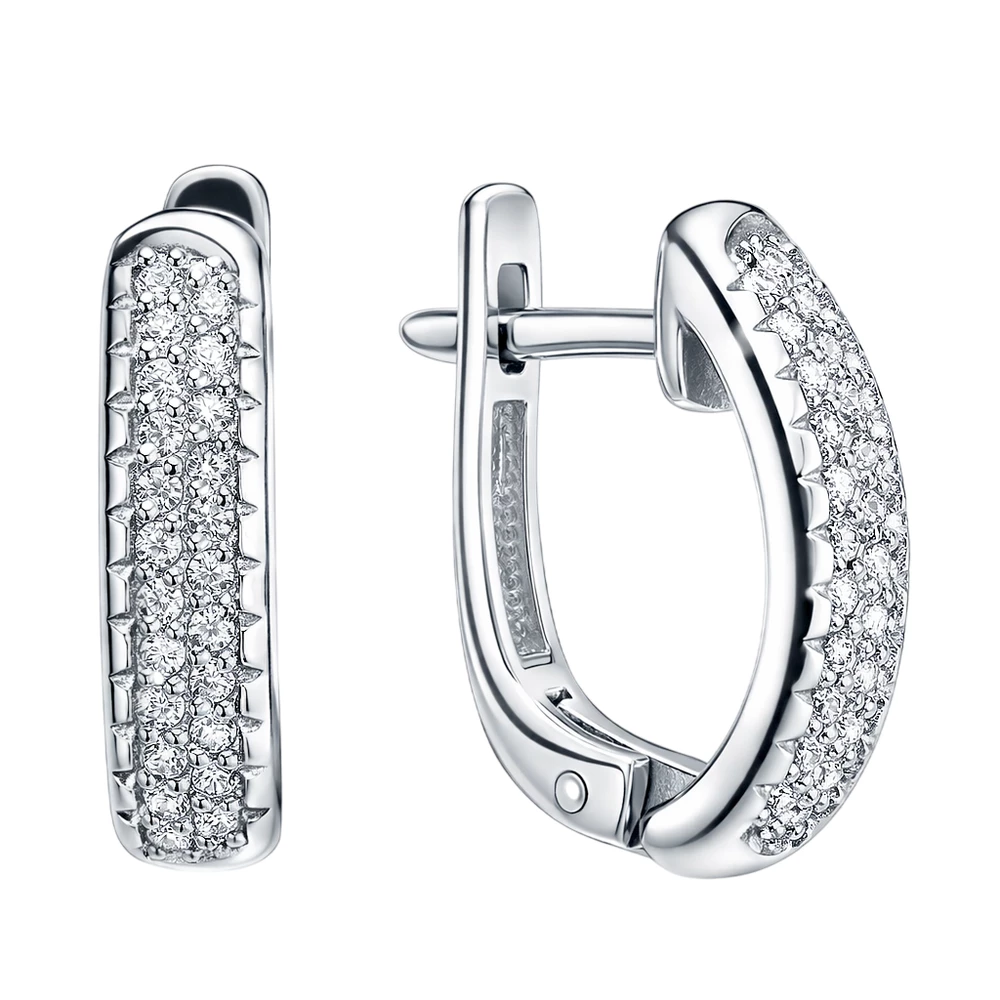 Серьги с фианитом из серебра 925 пробы