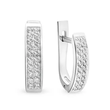 Серьги с фианитами из серебра 925 пробы