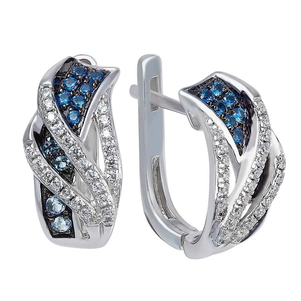 Серьги с фианитами из серебра 925 пробы 1