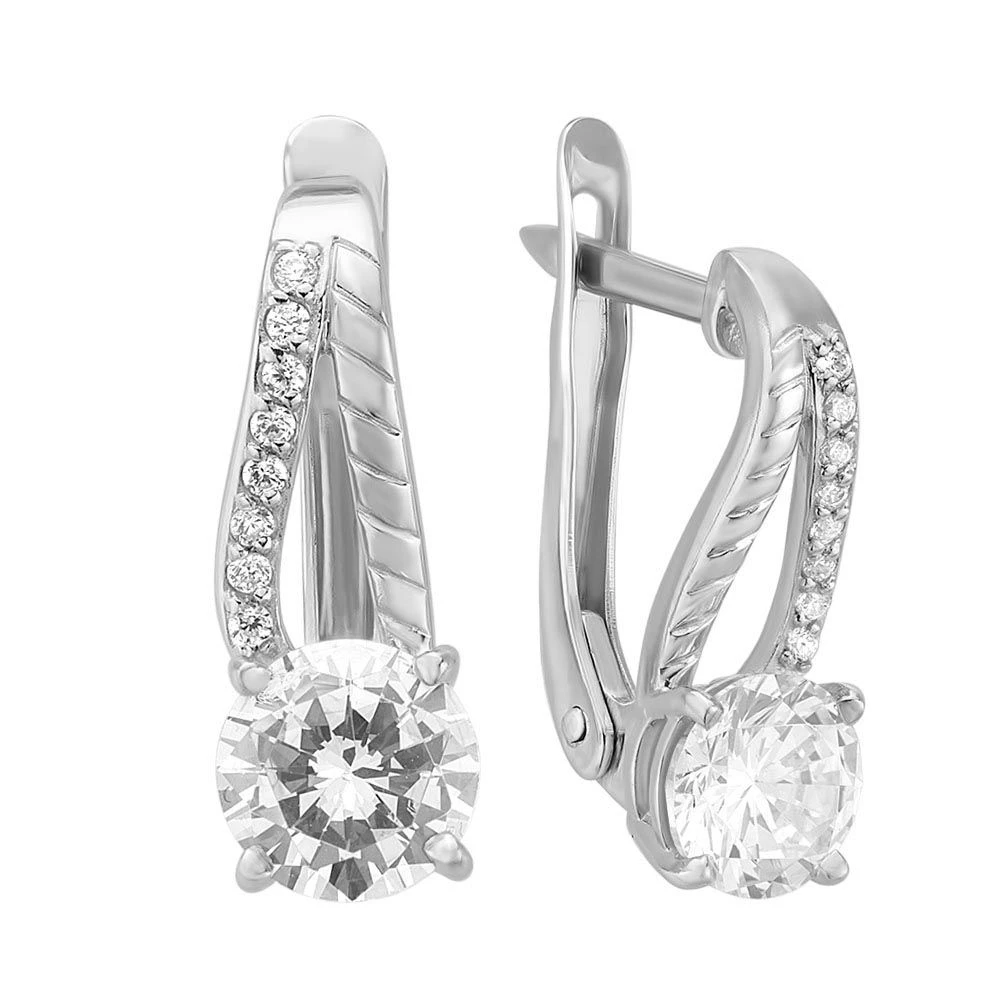 Серьги с фианитами из серебра 925 пробы 1