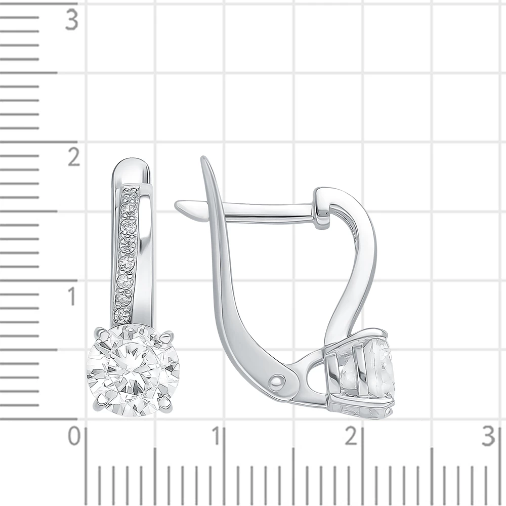 Серьги с фианитами из серебра 925 пробы