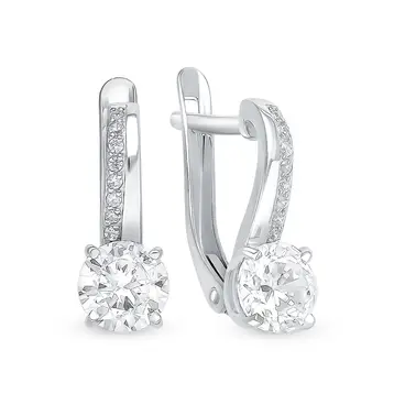 Серьги с фианитами из серебра 925 пробы