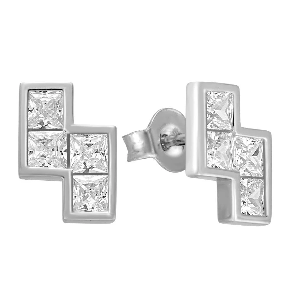 Серьги с фианитами из серебра 925 пробы 1