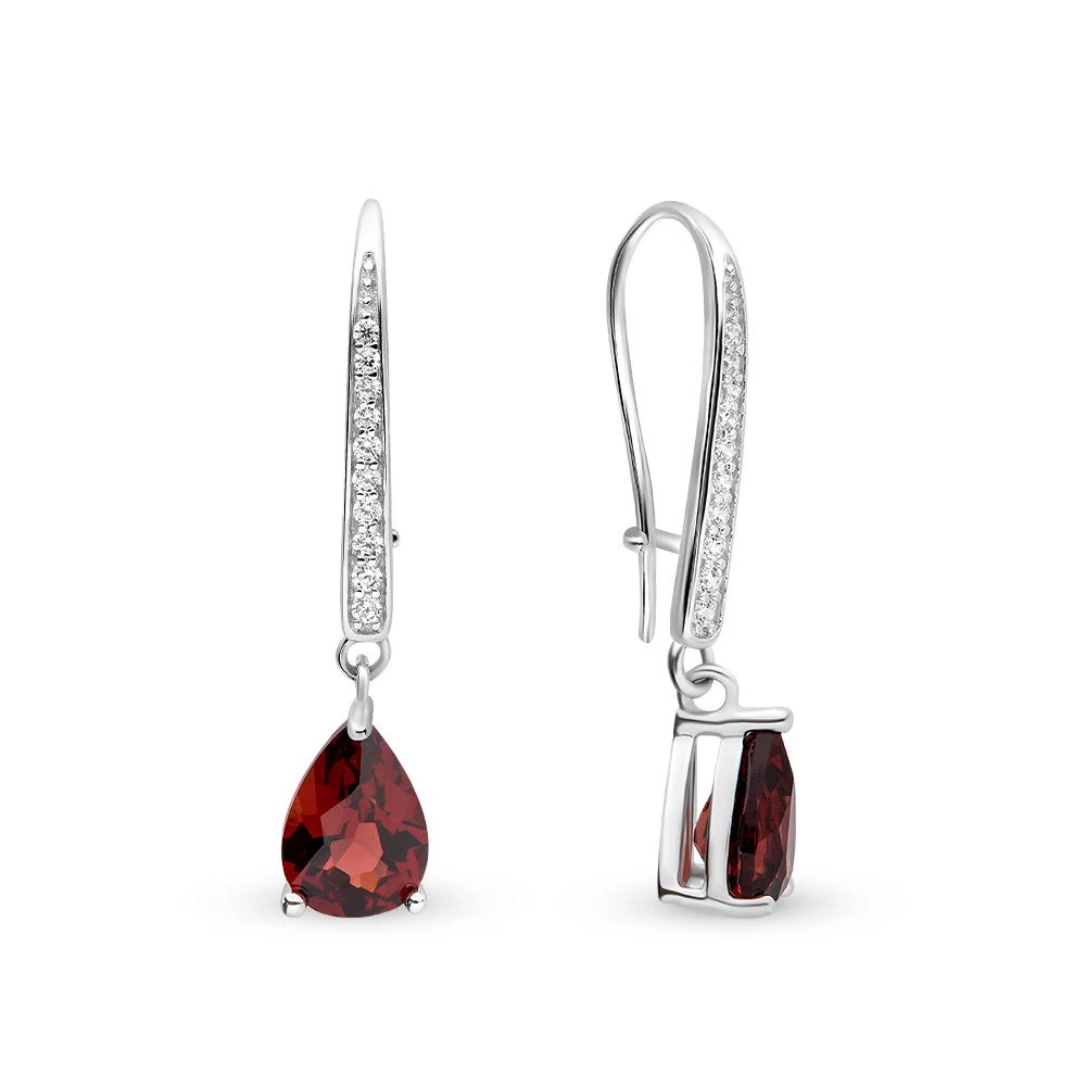 Серьги с гранатами из серебра 925 пробы 1
