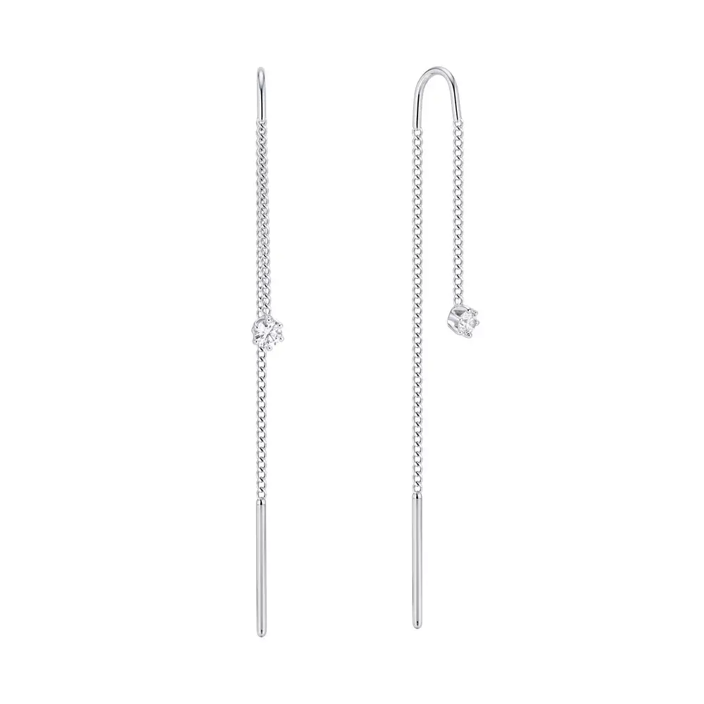 Серьги с фианитами из серебра 925 пробы