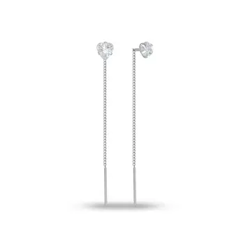 Серьги-продевки с фианитами из серебра 925 пробы