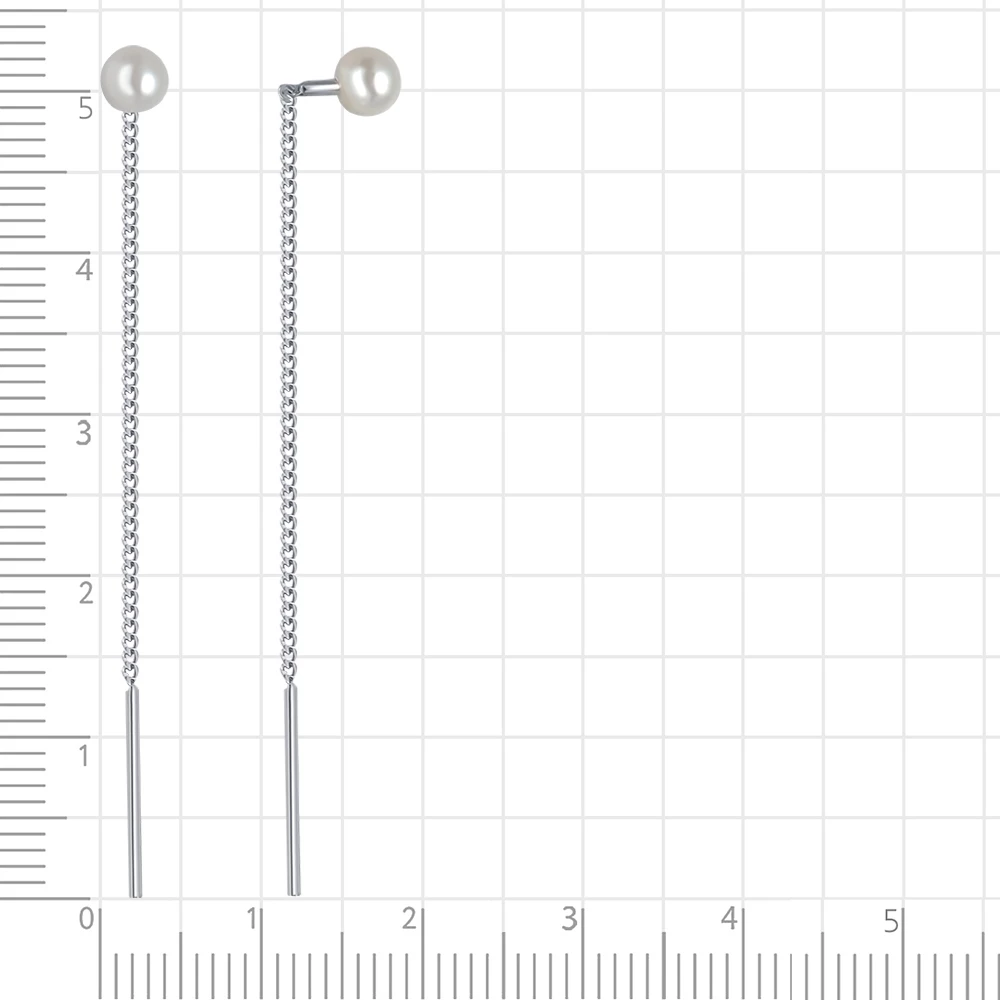 Серьги с жемчугом искусственным из серебра 925 пробы