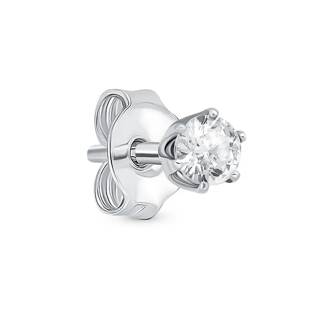 Серьга с фианитом из серебра 925 пробы