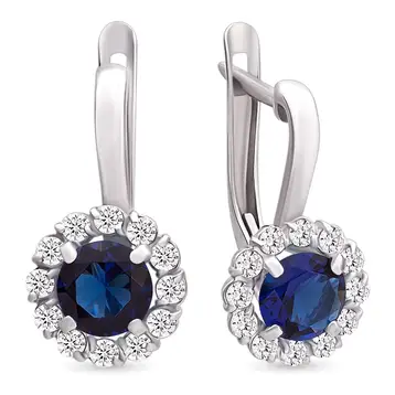 Серьги с фианитами из серебра 925 пробы