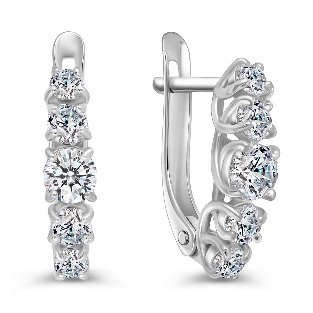 Серьги с фианитами из серебра 925 пробы 1