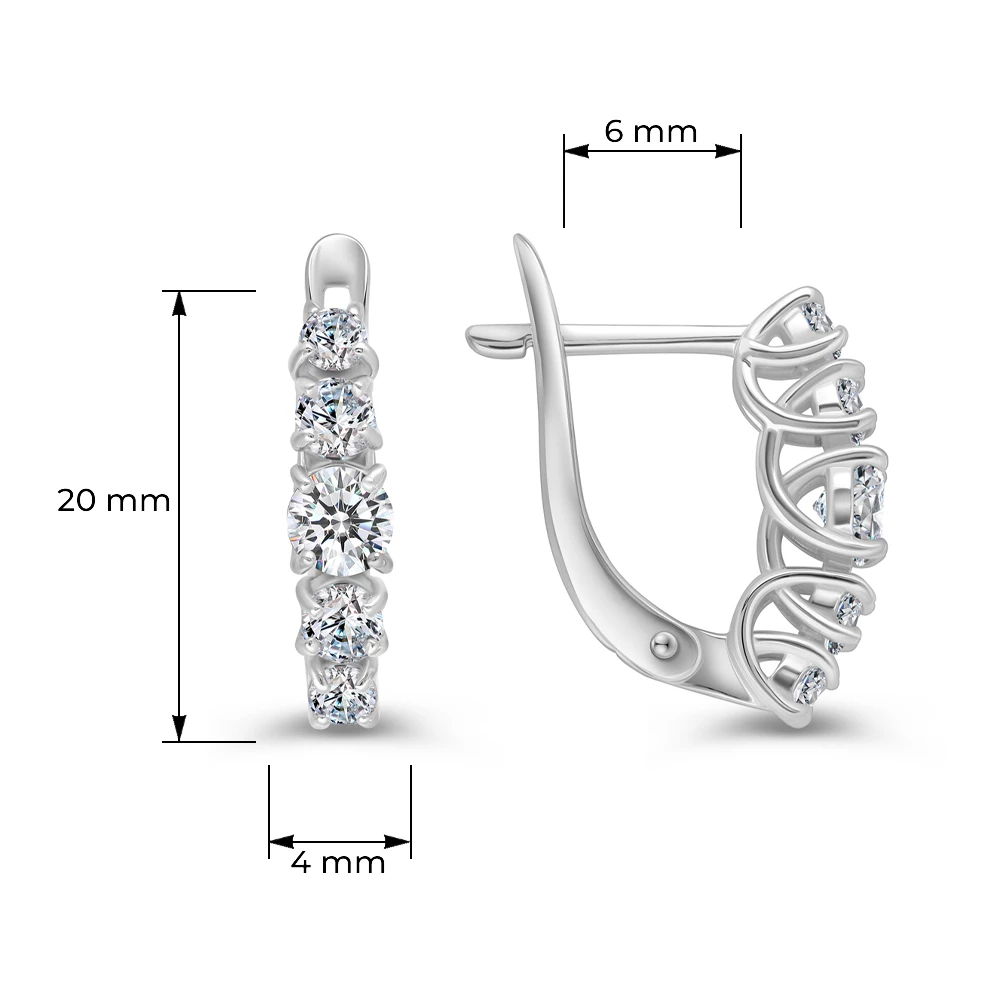 Серьги с фианитами из серебра 925 пробы