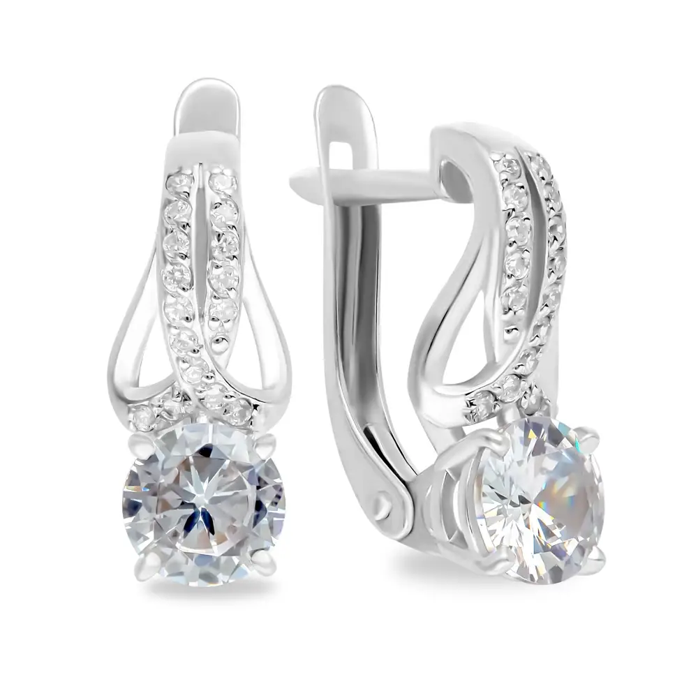 Серьги с фианитами из серебра 925 пробы 1