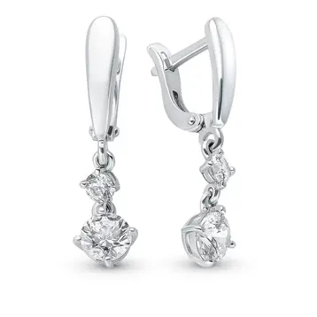 Серьги с фианитами из серебра 925 пробы