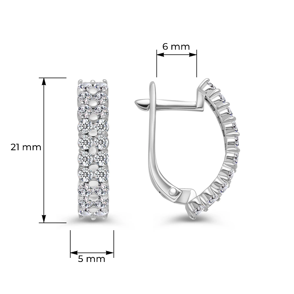 Серьги с фианитами из серебра 925 пробы