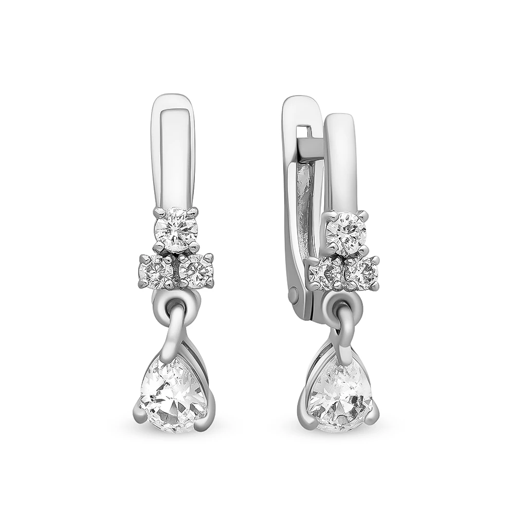 Серьги с фианитами из серебра 925 пробы