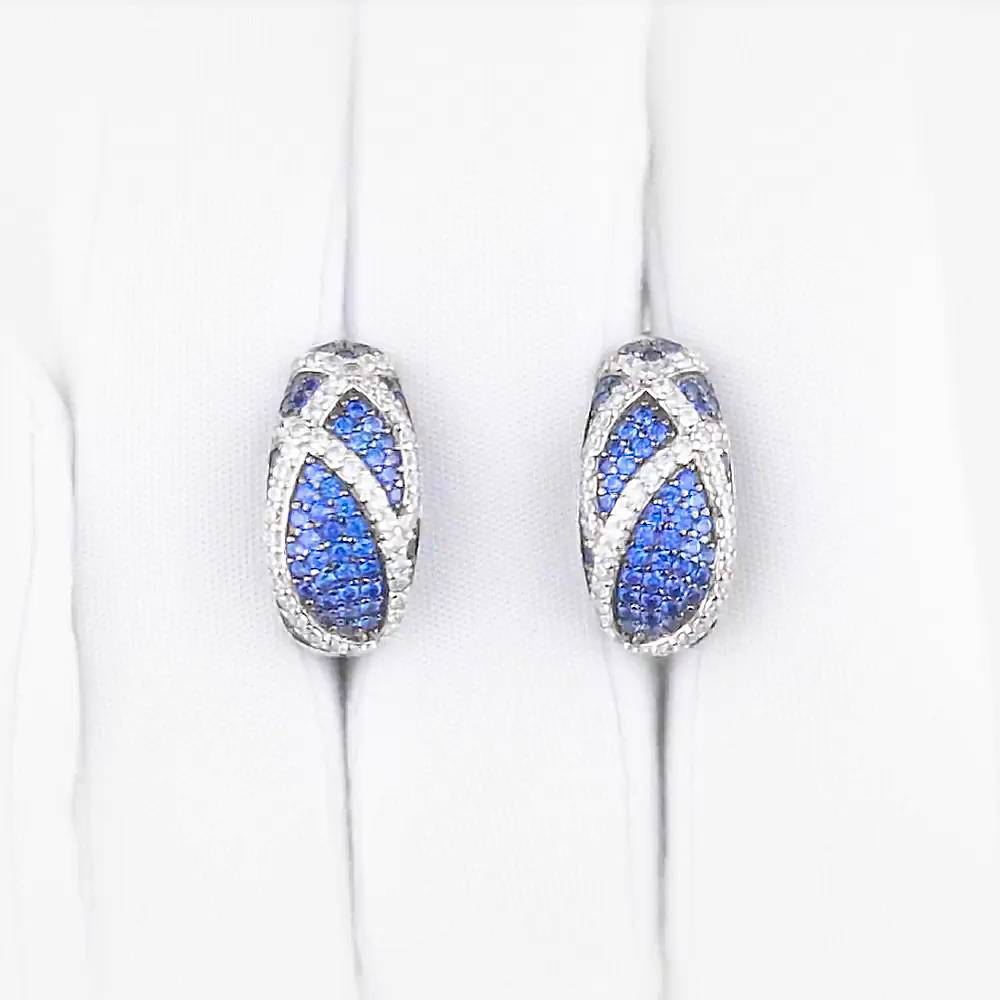 Серьги с фианитами из серебра 925 пробы 1