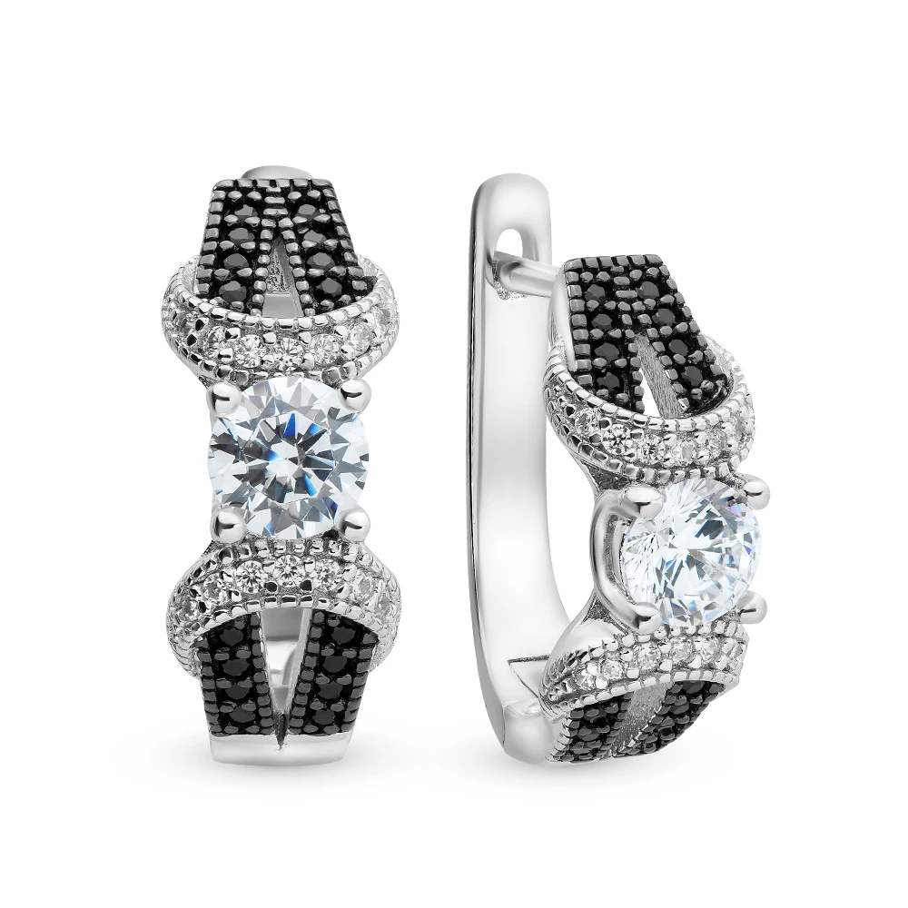 Серьги с фианитами из серебра 925 пробы 1