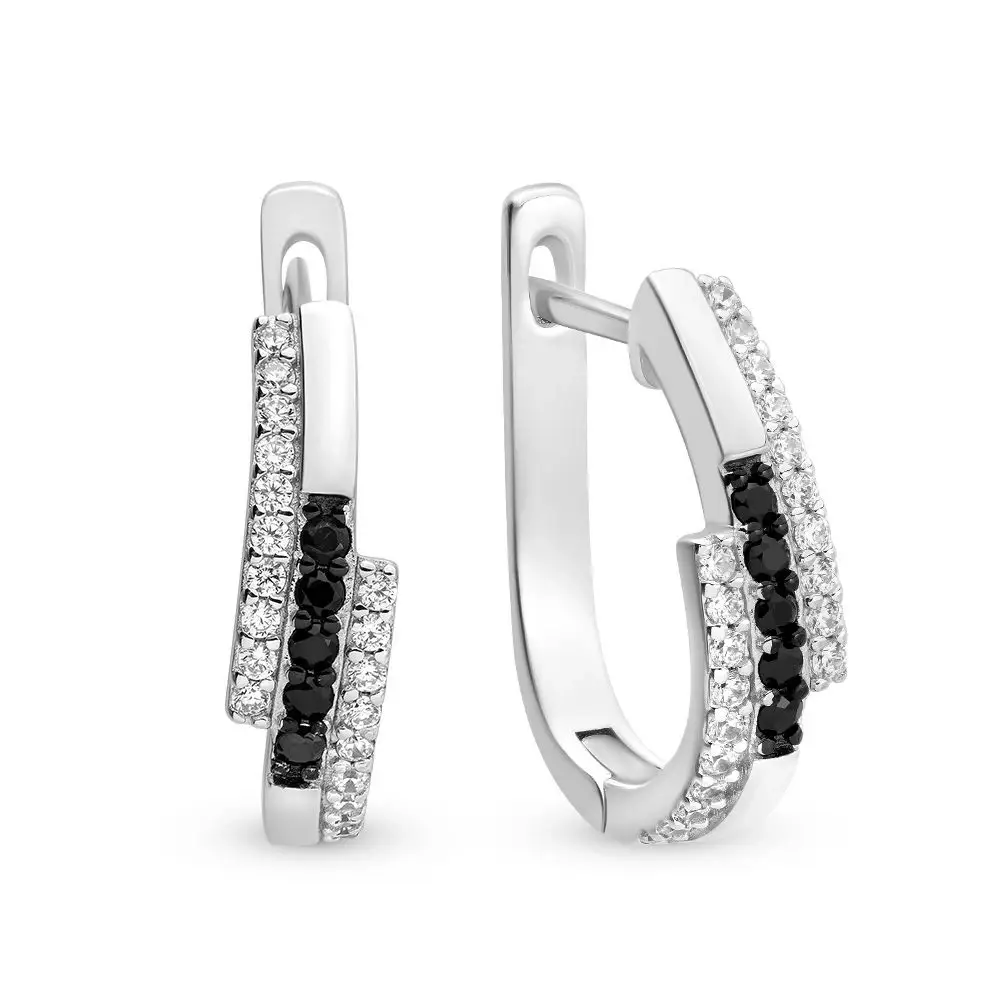 Серьги с фианитами из серебра 925 пробы