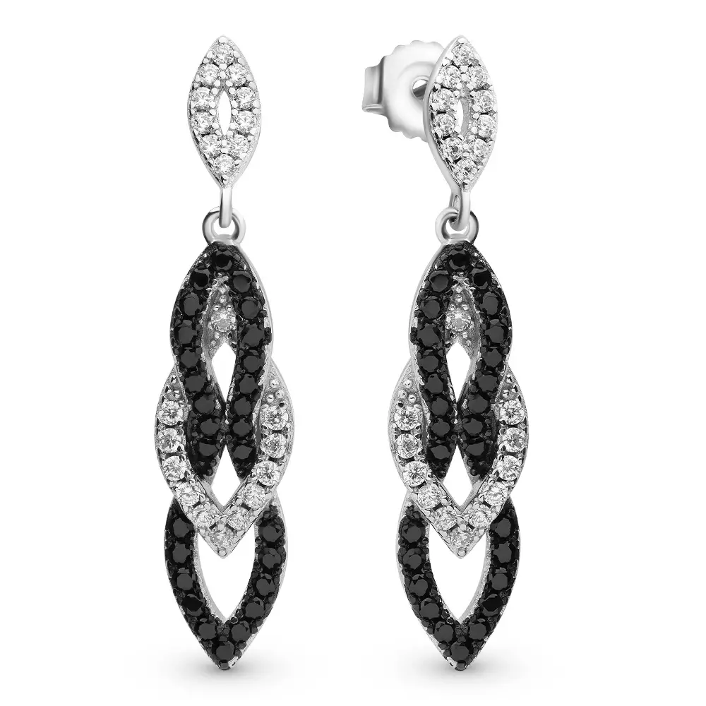 Серьги с фианитами из серебра 925 пробы