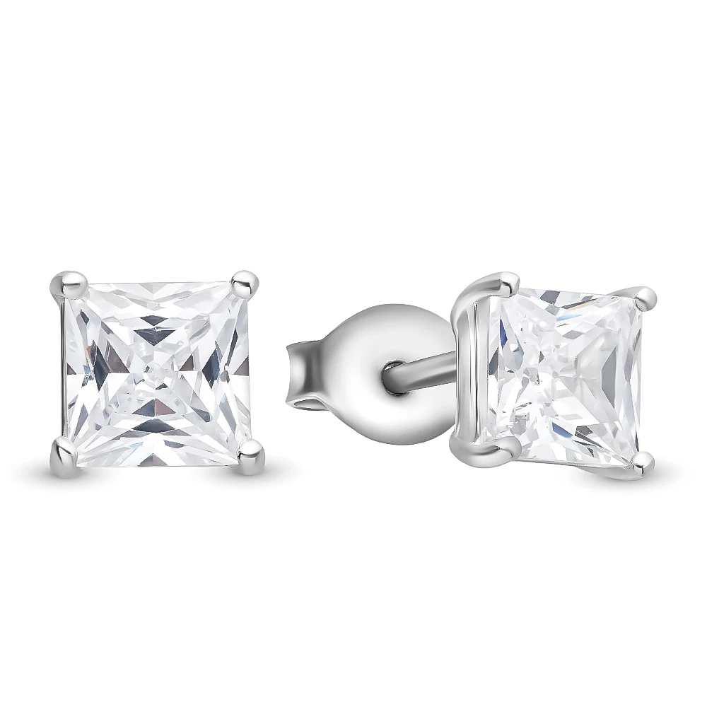 Серьги с фианитом из серебра 875 пробы 1