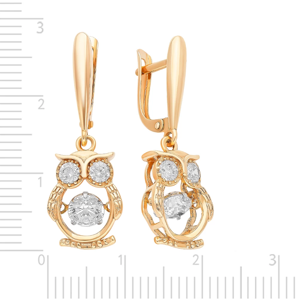 Серьги  Сова с фианитами из серебра 925 пробы 2