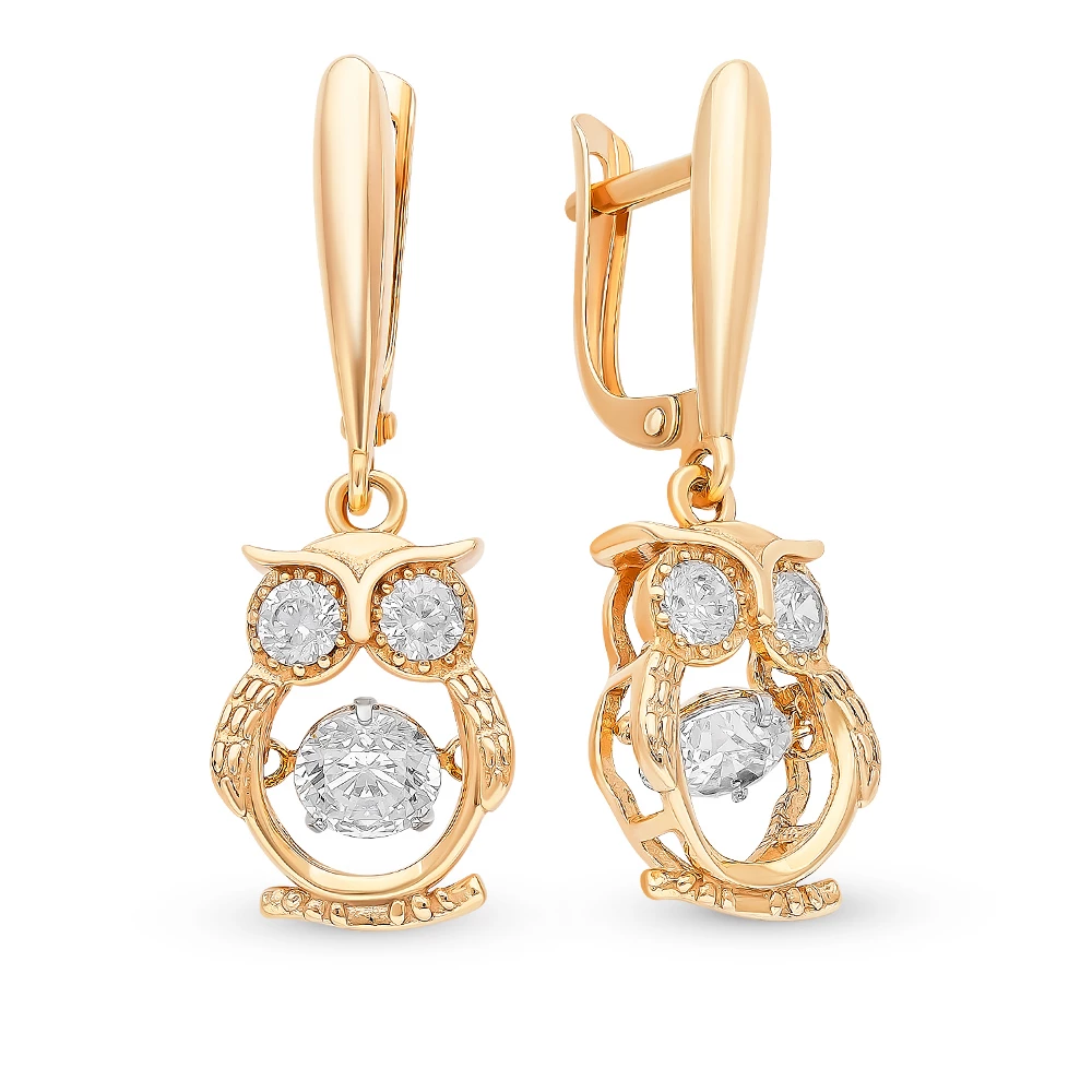Серьги  Сова с фианитами из серебра 925 пробы 1
