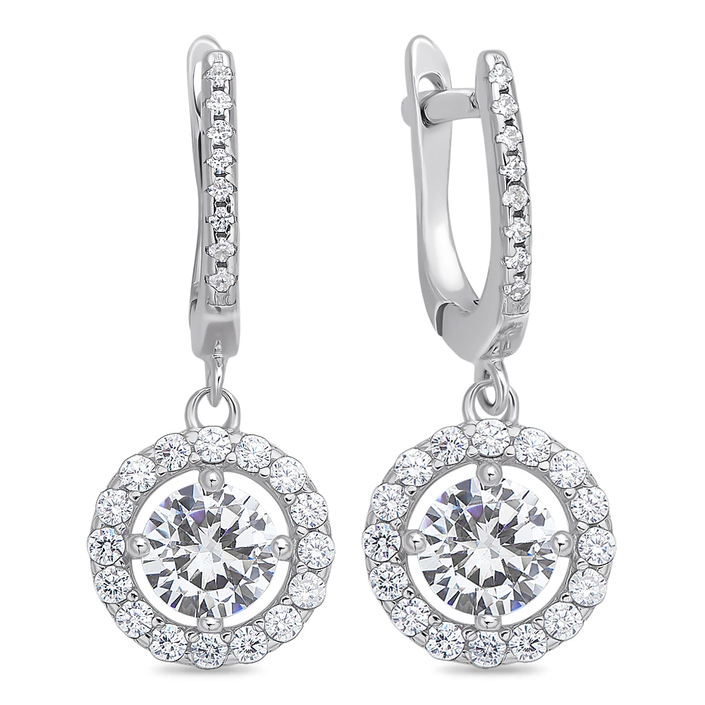 Серьги с фианитами из серебра 925 пробы