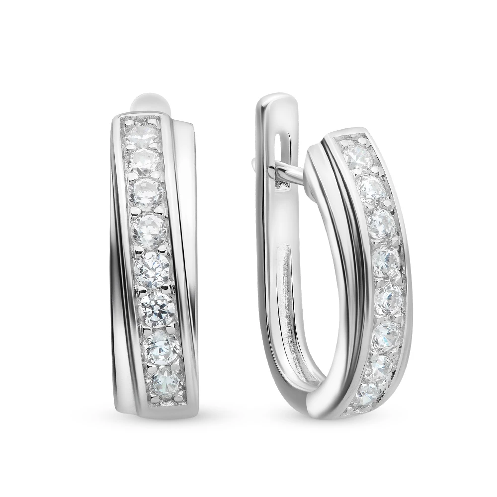 Серьги с цирконами из серебра 925 пробы 1
