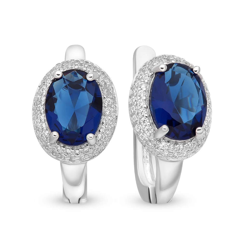Серьги с фианитами из серебра 925 пробы 1
