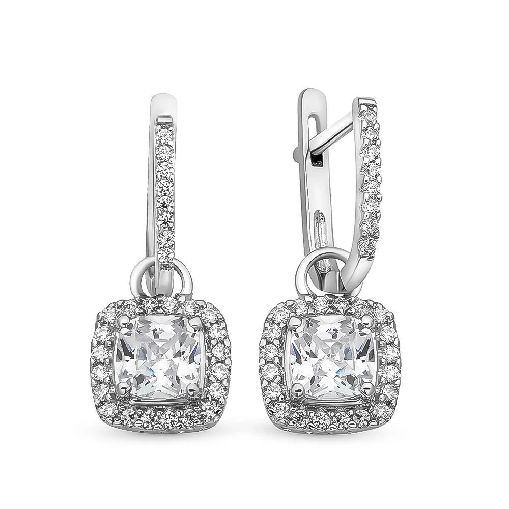 Серьги с фианитами из серебра 925 пробы 1