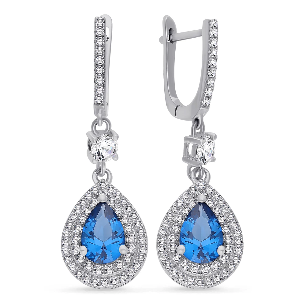 Серьги с фианитами из серебра 925 пробы 1