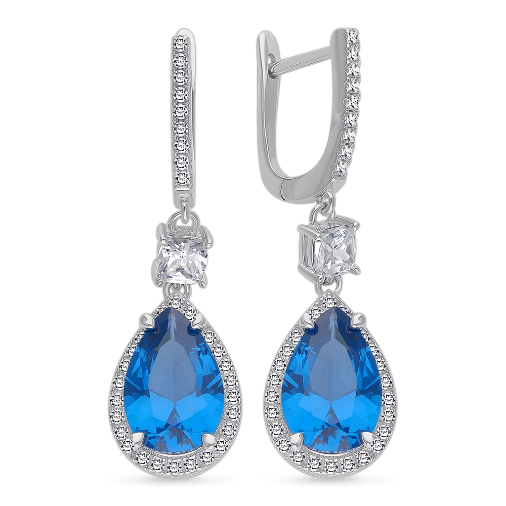 Серьги с фианитами из серебра 925 пробы 1
