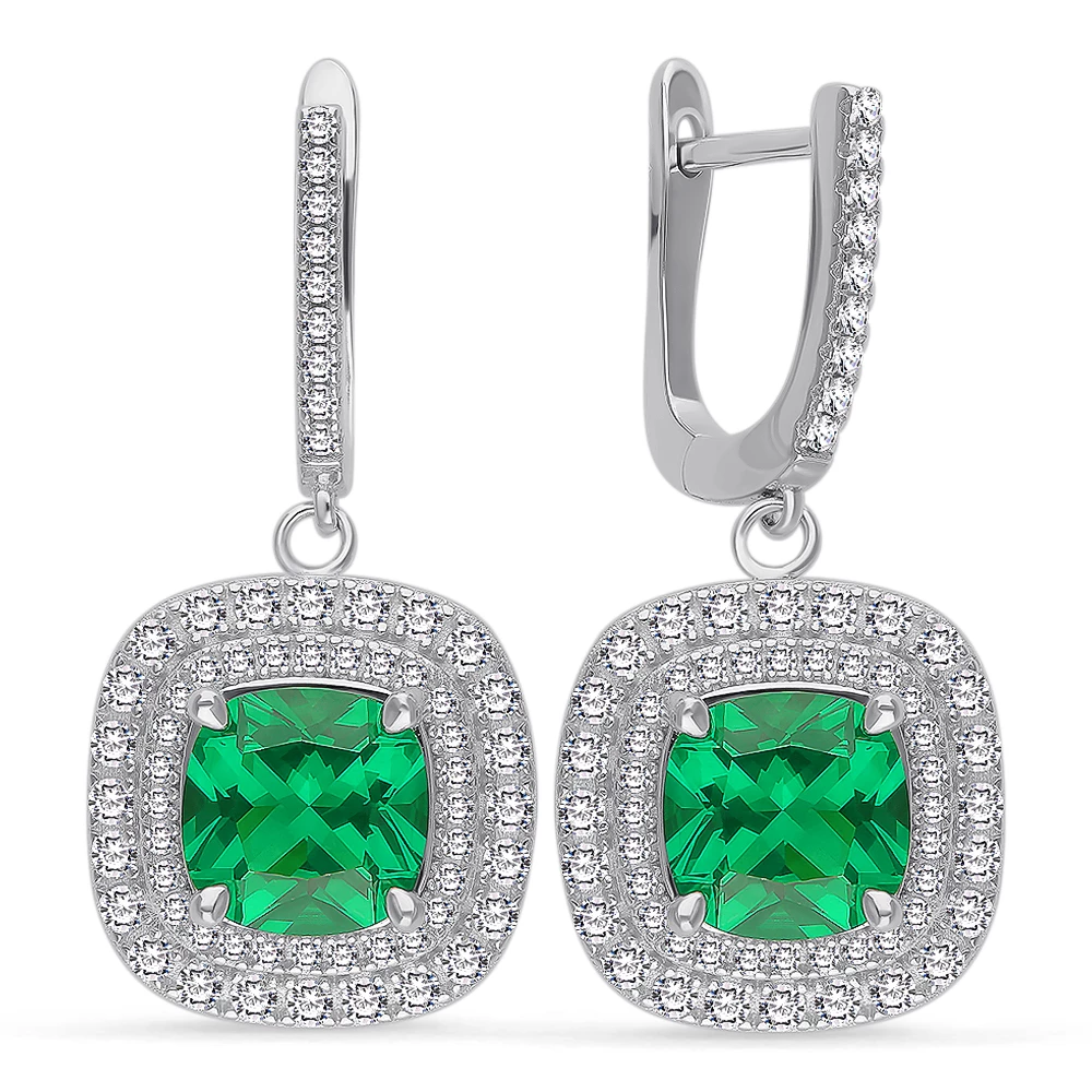 Серьги с фианитами из серебра 925 пробы 1
