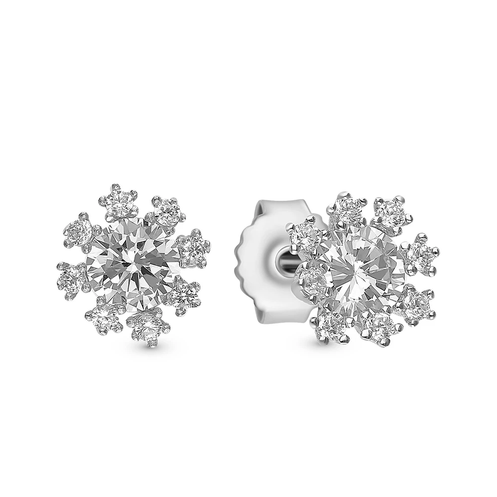 Серьги с фианитами из серебра 925 пробы 1