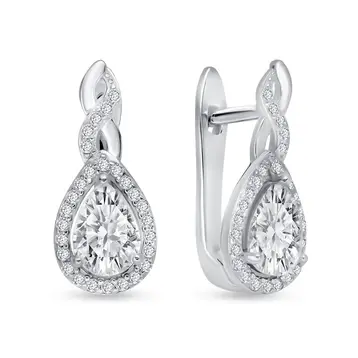 Серьги с фианитами из серебра 925 пробы
