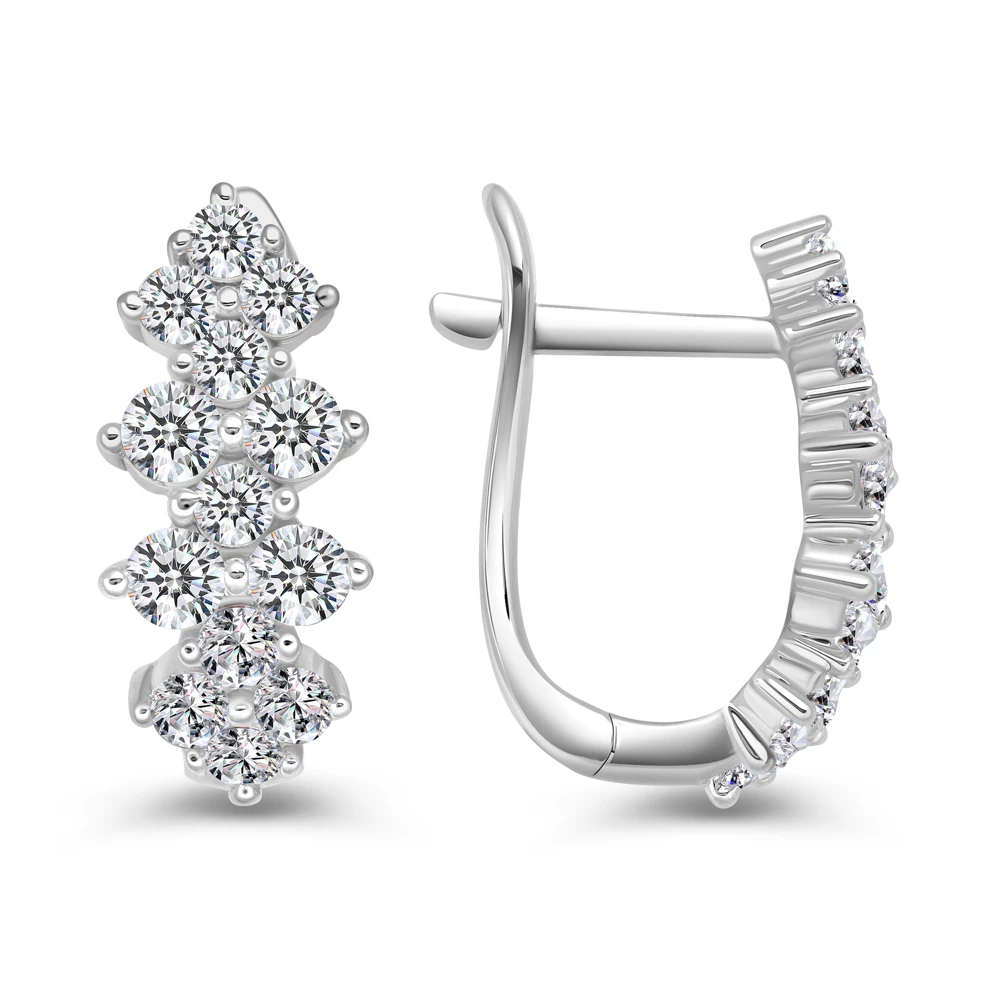 Серьги с фианитами из серебра 925 пробы