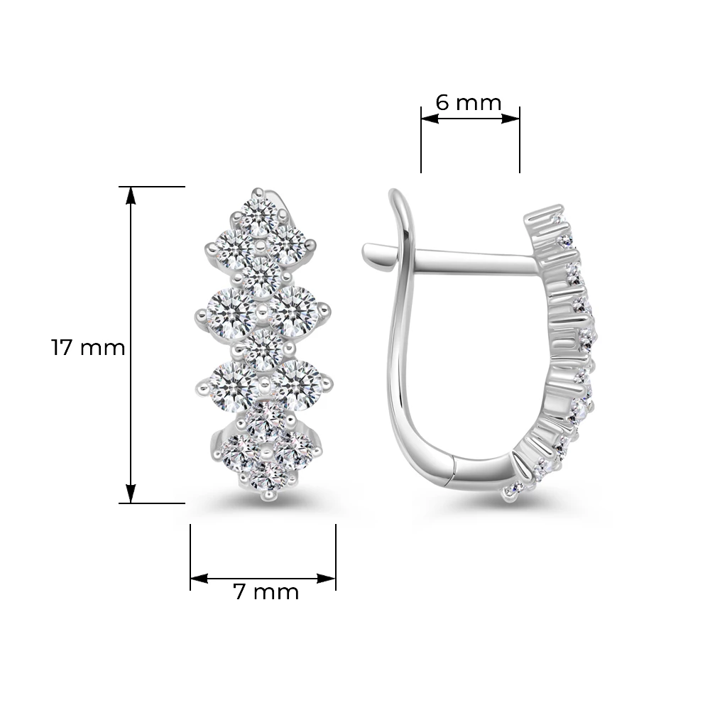 Серьги с фианитами из серебра 925 пробы