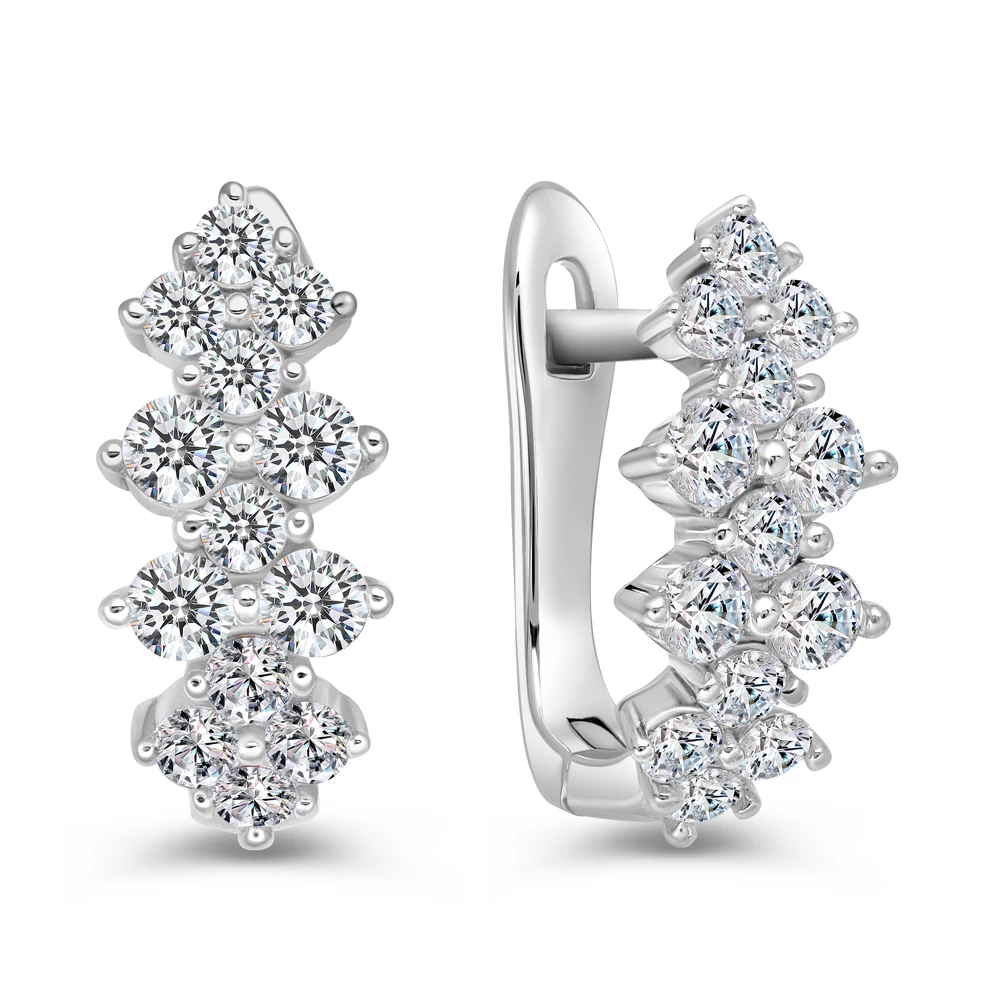 Серьги с фианитами из серебра 925 пробы