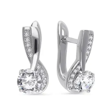 Серьги с фианитами из серебра 925 пробы