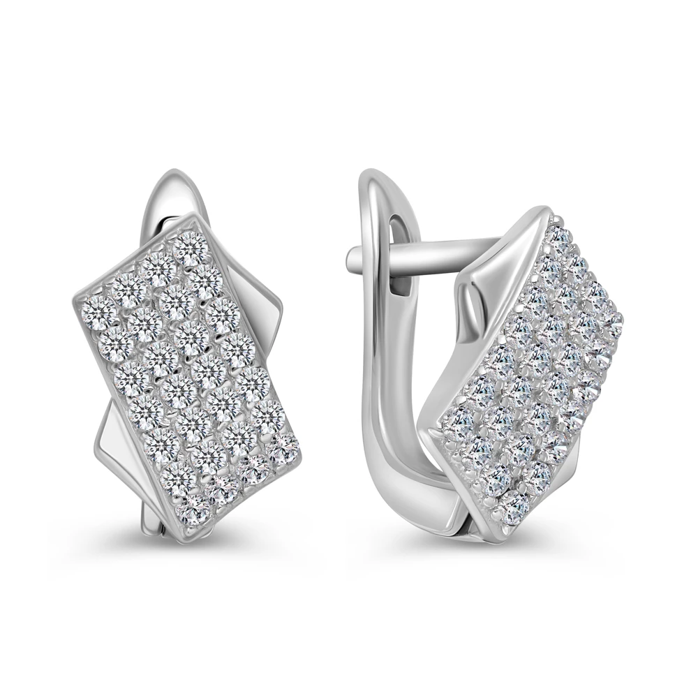 Серьги с фианитами из серебра 925 пробы