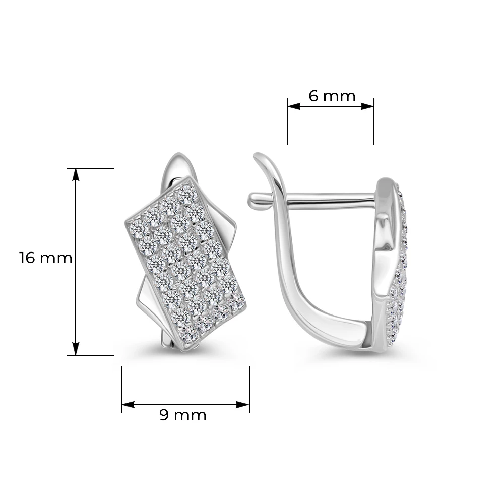 Серьги с фианитами из серебра 925 пробы