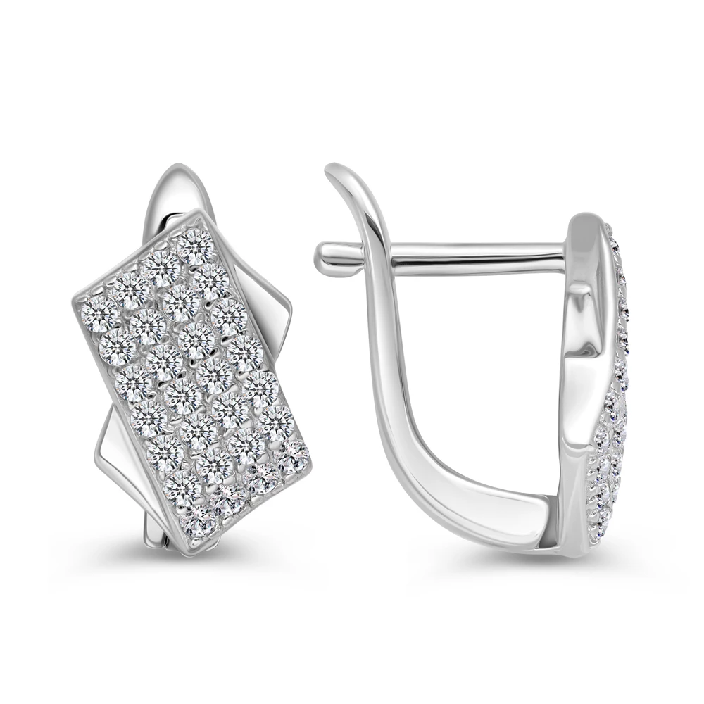 Серьги с фианитами из серебра 925 пробы