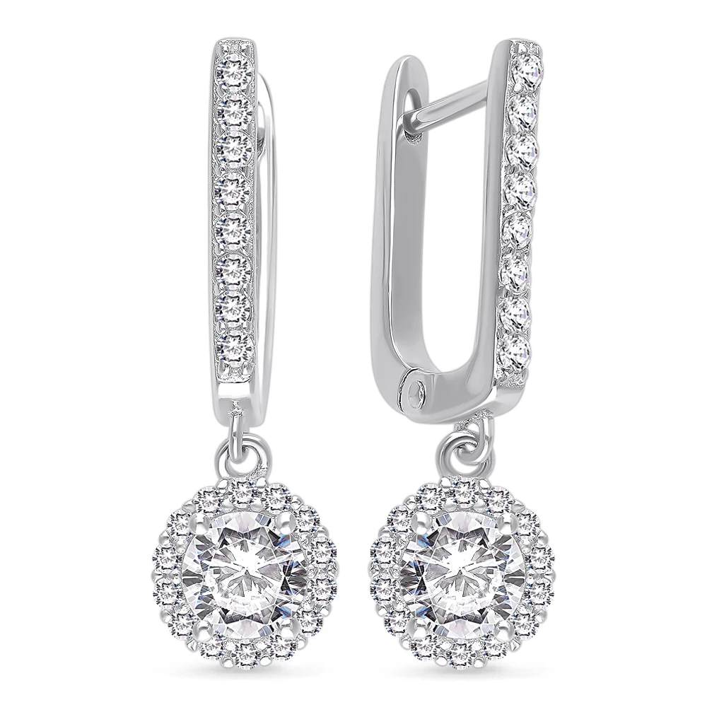 Серьги с цирконом из серебра 875 пробы 1