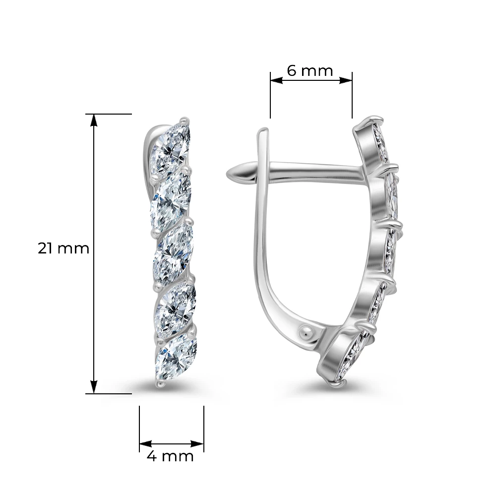 Серьги с фианитами из серебра 925 пробы