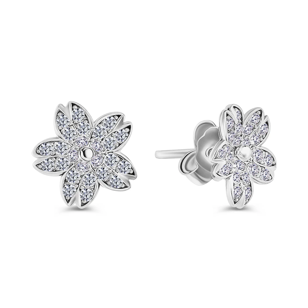 Серьги с фианитами из серебра 925 пробы 1