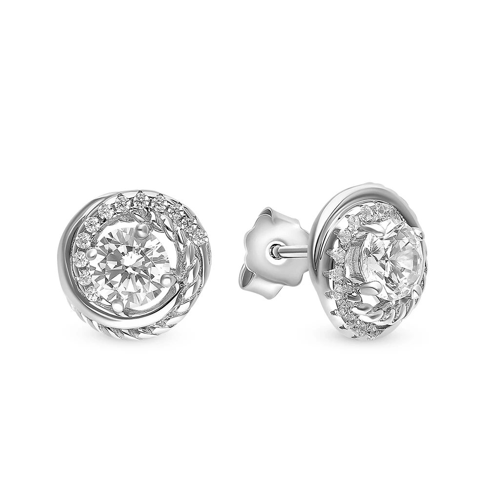Серьги с фианитами из серебра 925 пробы 1