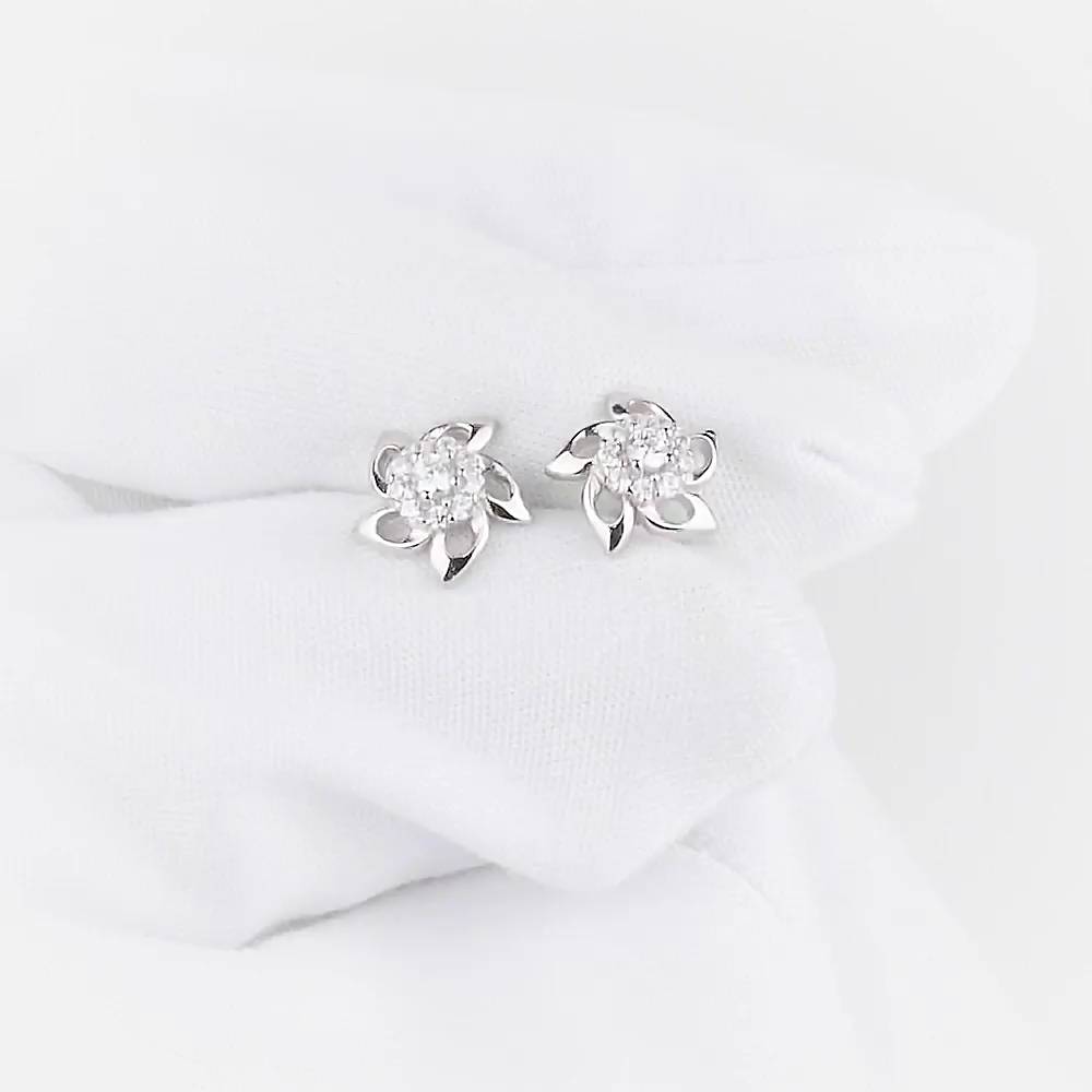 Серьги с фианитами из серебра 925 пробы 1