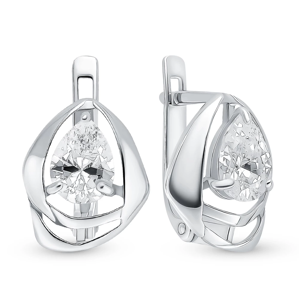 Серьги с фианитами из серебра 925 пробы 1