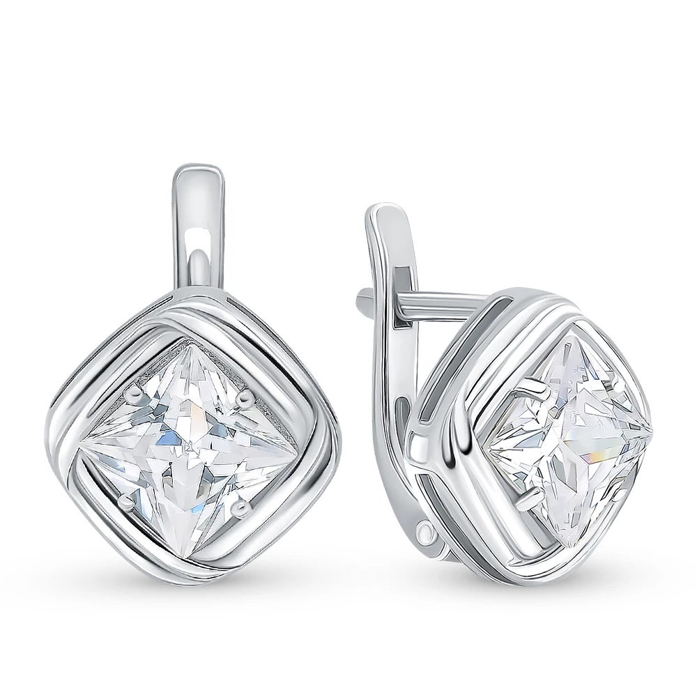 Серьги с фианитами из серебра 925 пробы 1